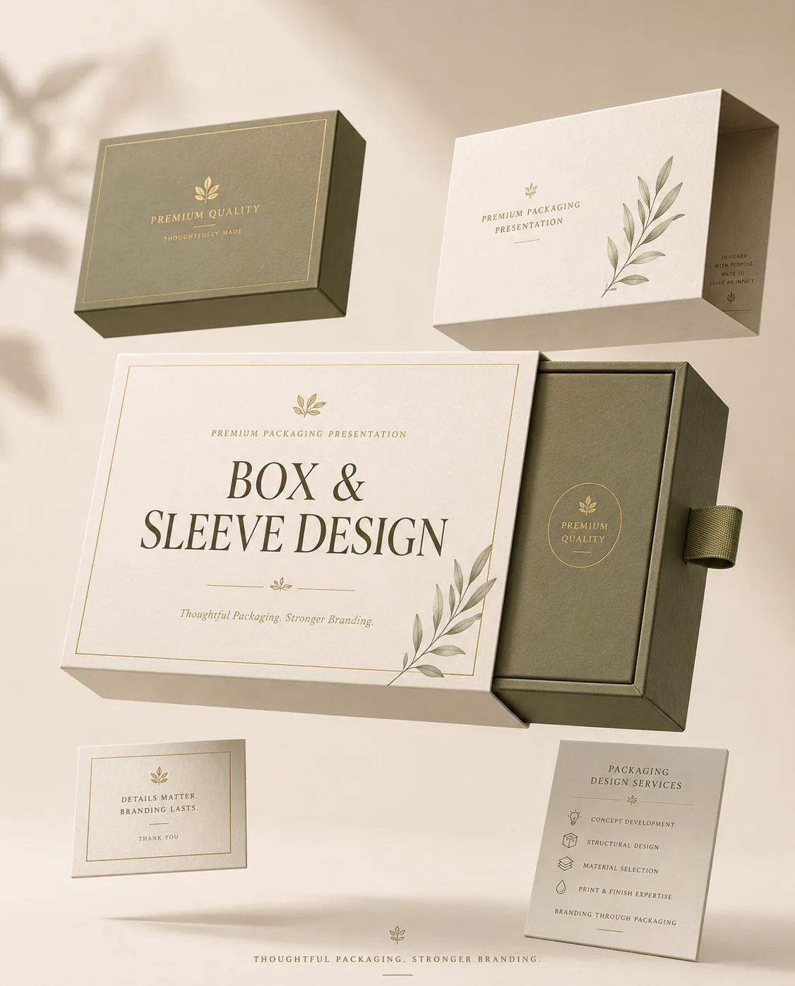 Premium box and sleeve packaging design with botanical branding